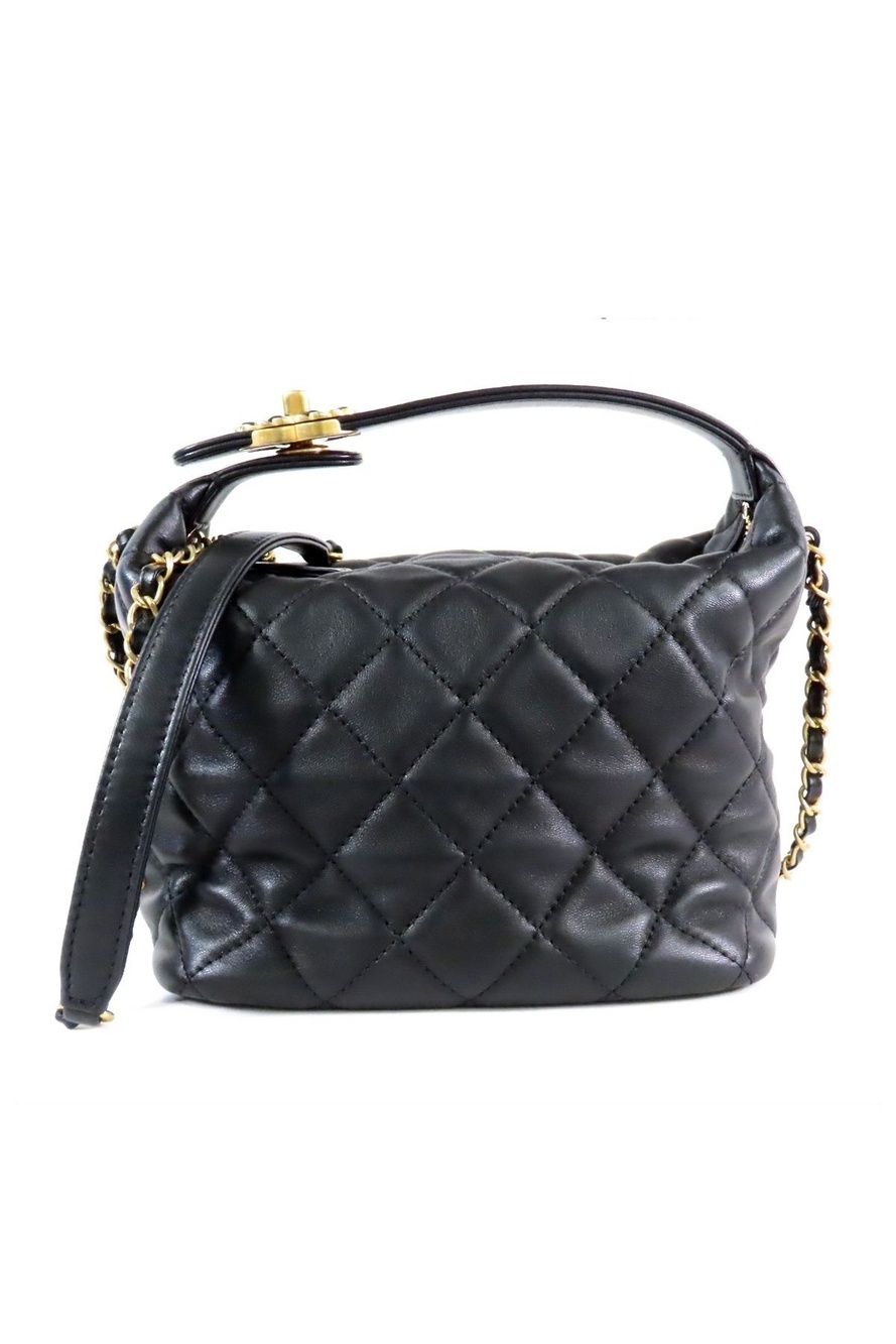 Chanel Hobo Black Gold Lambskin 2-Way Shoulder Bag